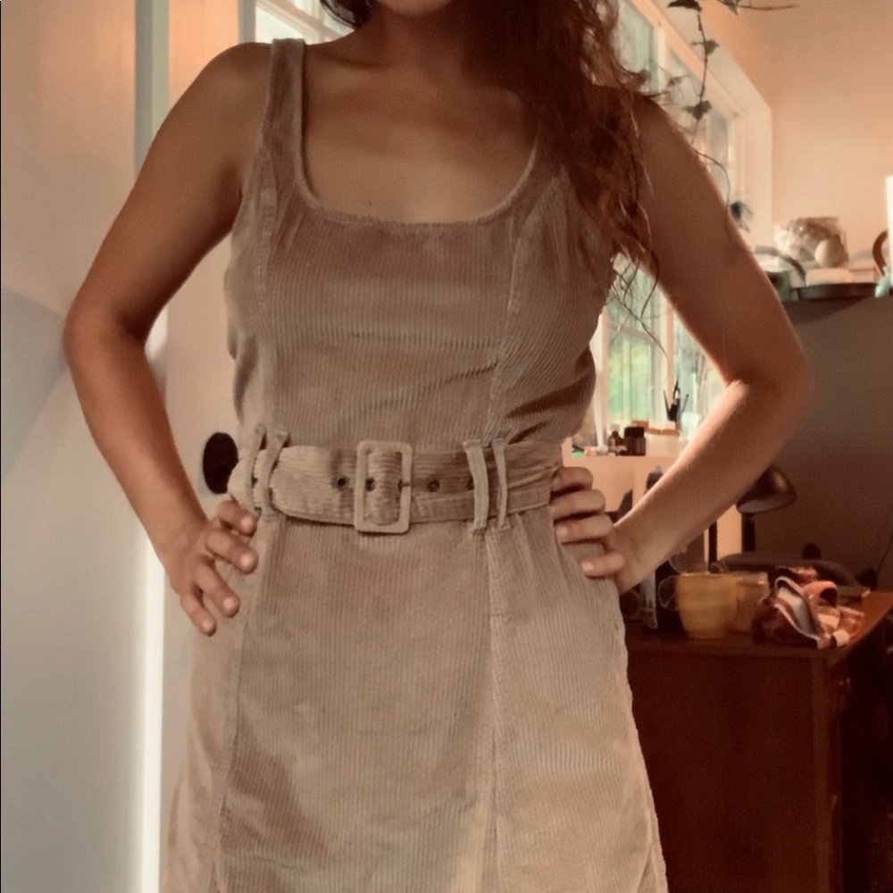 Tan Corduroy fitted dress